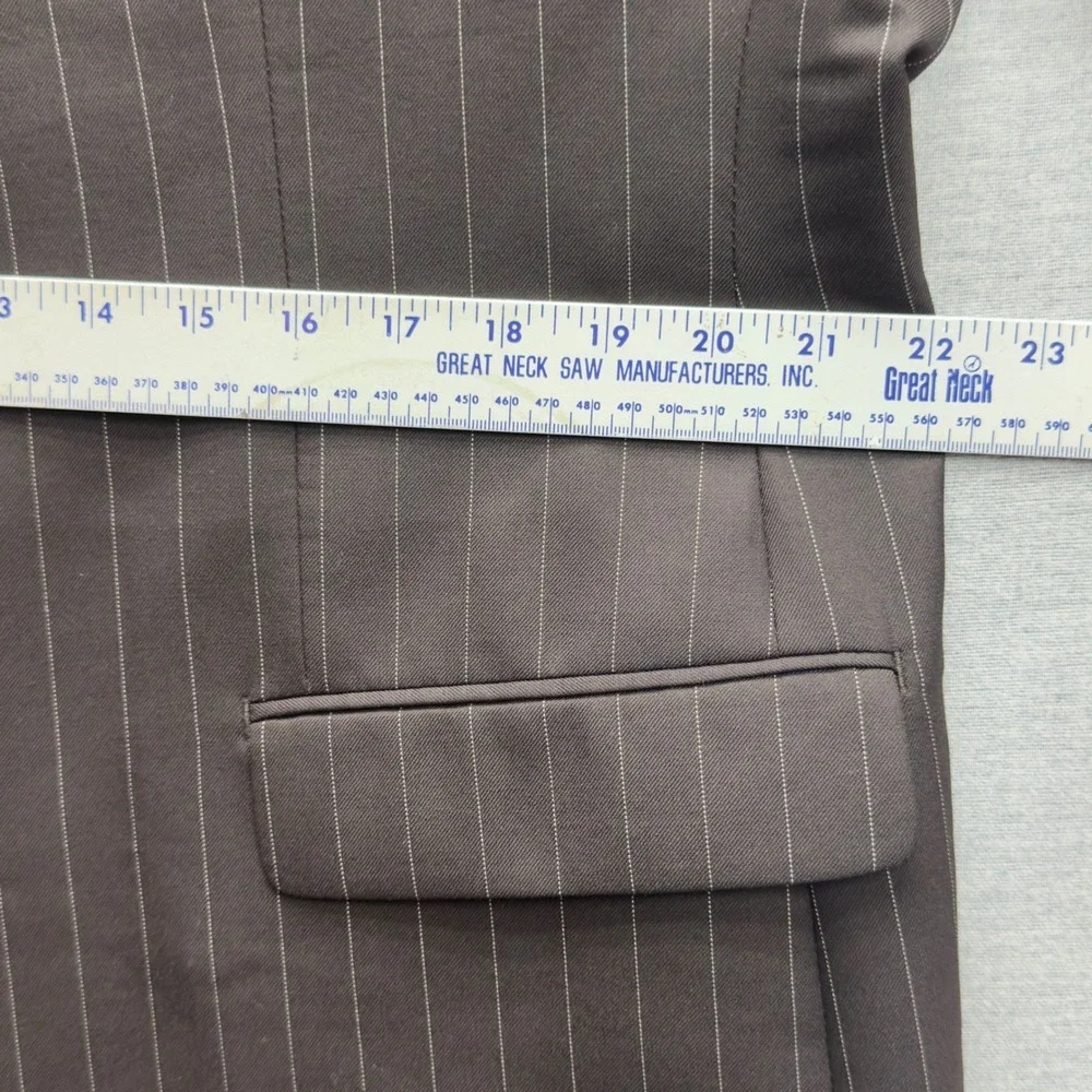 Ralph Lauren Brown Wool‎ Pinstripe Blazer Suit Jacket Classic Fit Sz 48L Read